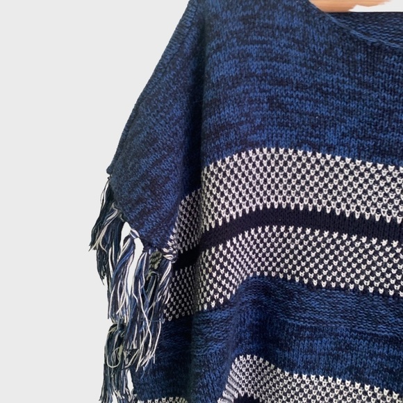 Chaps Denim Fringe Poncho Sweater - Picture 4 of 6